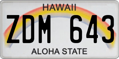 HI license plate ZDM643
