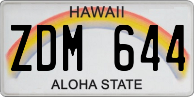 HI license plate ZDM644