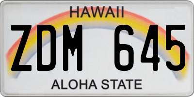 HI license plate ZDM645
