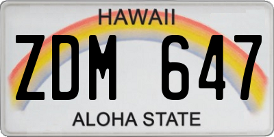 HI license plate ZDM647