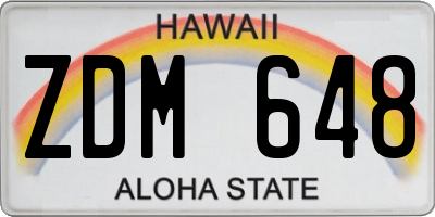 HI license plate ZDM648