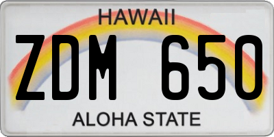 HI license plate ZDM650