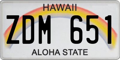 HI license plate ZDM651