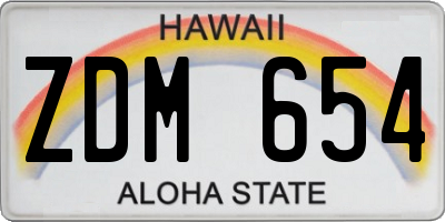 HI license plate ZDM654