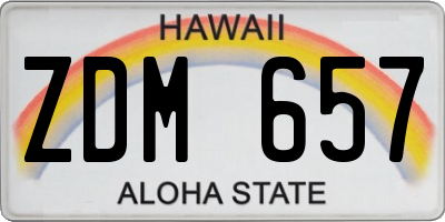 HI license plate ZDM657