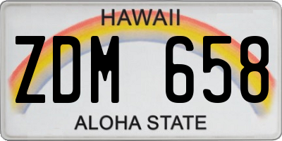 HI license plate ZDM658