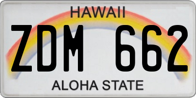 HI license plate ZDM662