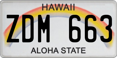 HI license plate ZDM663