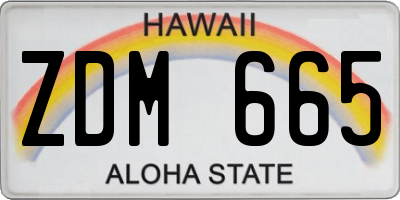 HI license plate ZDM665