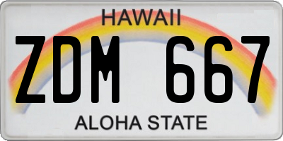 HI license plate ZDM667