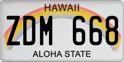 HI license plate ZDM668