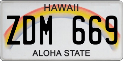 HI license plate ZDM669