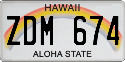 HI license plate ZDM674