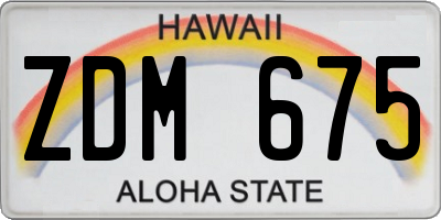HI license plate ZDM675