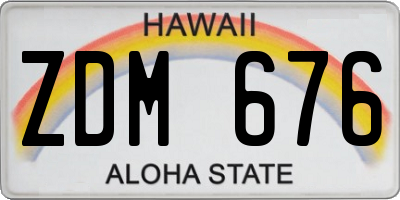 HI license plate ZDM676