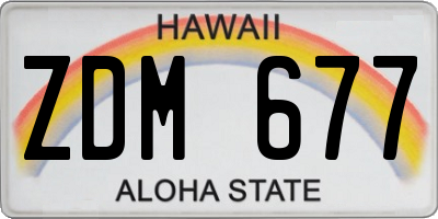 HI license plate ZDM677