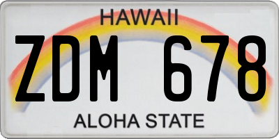 HI license plate ZDM678