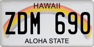 HI license plate ZDM690