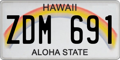 HI license plate ZDM691