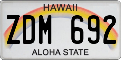 HI license plate ZDM692