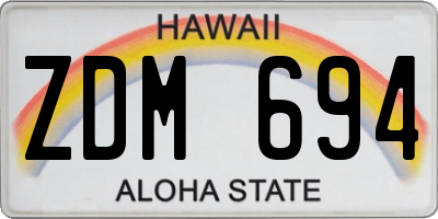 HI license plate ZDM694