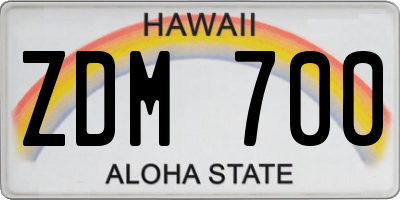 HI license plate ZDM700