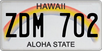 HI license plate ZDM702