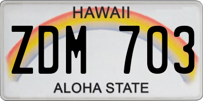 HI license plate ZDM703