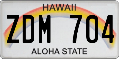 HI license plate ZDM704