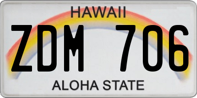 HI license plate ZDM706