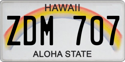 HI license plate ZDM707