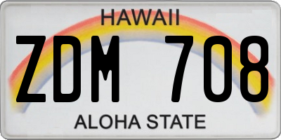 HI license plate ZDM708