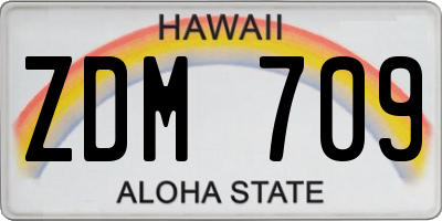 HI license plate ZDM709