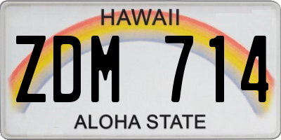 HI license plate ZDM714