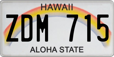 HI license plate ZDM715