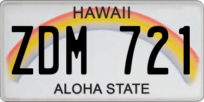 HI license plate ZDM721