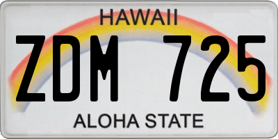 HI license plate ZDM725