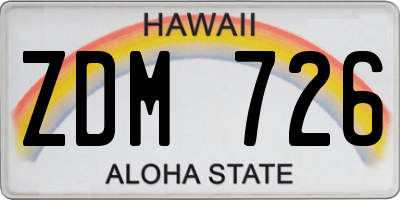 HI license plate ZDM726