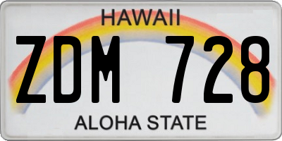 HI license plate ZDM728