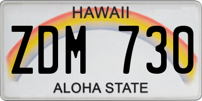 HI license plate ZDM730