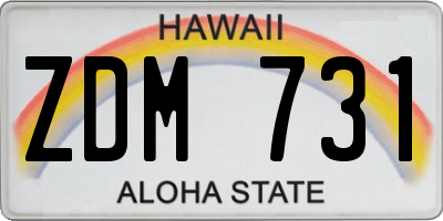 HI license plate ZDM731