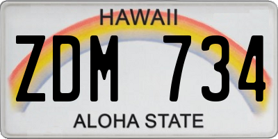 HI license plate ZDM734