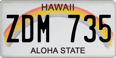 HI license plate ZDM735