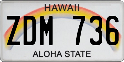 HI license plate ZDM736