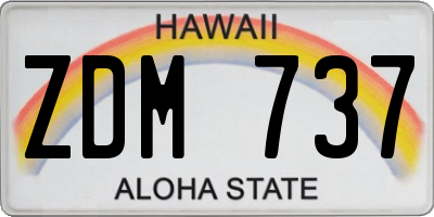 HI license plate ZDM737