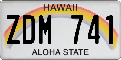 HI license plate ZDM741