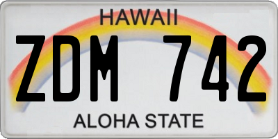 HI license plate ZDM742