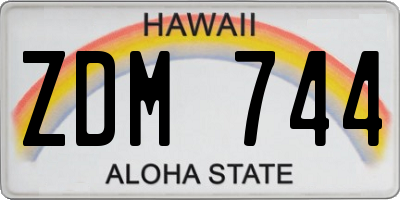 HI license plate ZDM744