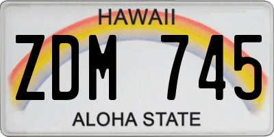 HI license plate ZDM745