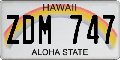 HI license plate ZDM747